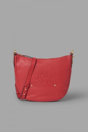 La Martina Leather Crossbody Half-moon Women Bags Red | FUS-0016
