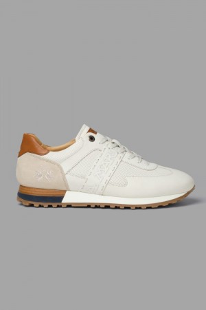 La Martina Leather With A Two-tone Crepe Sole Men Sneakers White | ADH-0181