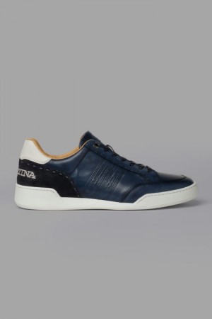 La Martina Leather With A White Crepe Sole Men Sneakers Navy | LEO-8709