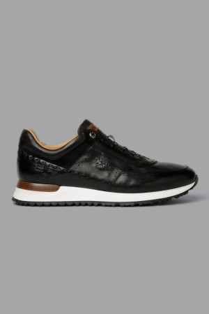 La Martina Leather With A White Crepe Sole Men Sneakers Black | XMG-3234