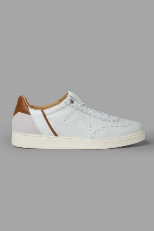 La Martina Leather With A White Crepe Sole Men Sneakers White | QWH-4587