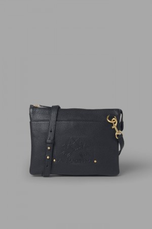 La Martina Leather Women Messenger Bags Black | FUN-9456