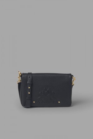 La Martina Leather Women Messenger Bags Black | JHE-9107