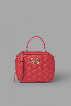La Martina Matelassé-look Faux Leather Women Bags Red | FYC-7882