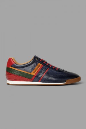La Martina Multicoloured Leather Men Sneakers Navy | FGT-6122
