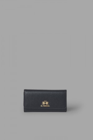 La Martina Plain-coloured Faux Leather Women Purses Black | AFJ-1388