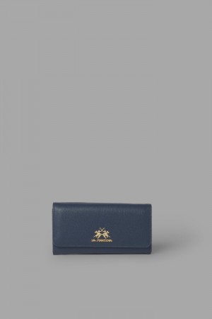 La Martina Plain-coloured Faux Leather Women Purses Navy | XXC-1590