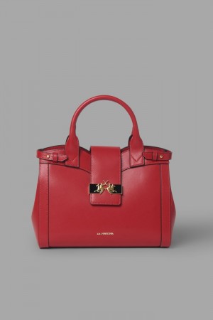 La Martina Plain-coloured Trapeze Women Bags Red | IIZ-0311