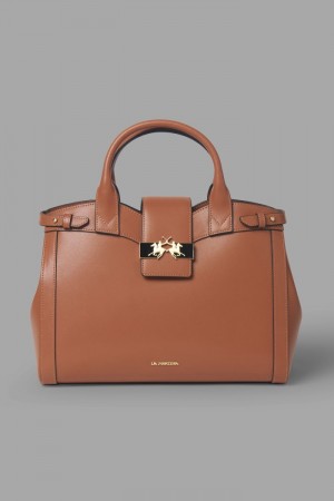 La Martina Plain-coloured Trapeze Women Bags Brown | CWO-2927