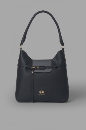 La Martina Plain-coloured Trapeze Women Bags Black | ZKJ-2911
