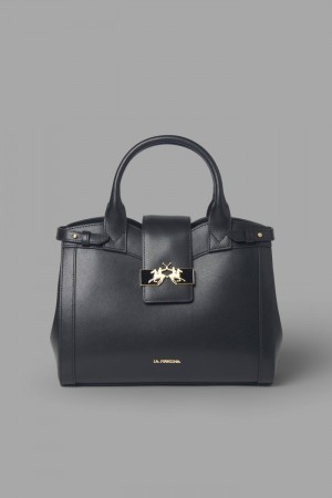 La Martina Plain-coloured Trapeze Women Bags Black | KDO-6508