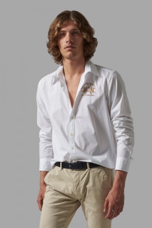 La Martina Regular-fit Cotton Men Shirts White | XXY-4794