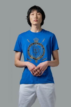 La Martina Regular-fit Cotton Men T Shirts Blue | YOQ-6715