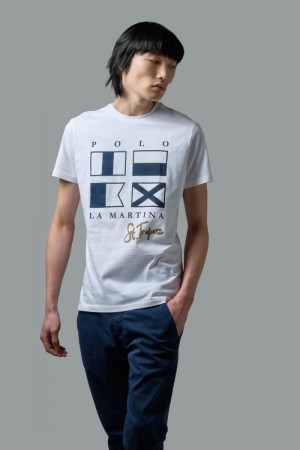 La Martina Regular-fit Cotton Men T Shirts White | FRQ-4676