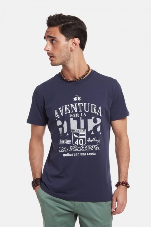 La Martina Regular-fit Cotton Men T Shirts Navy | CSA-5407