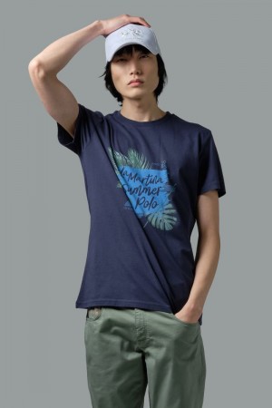 La Martina Regular-fit Cotton Men T Shirts Navy | AWM-3237