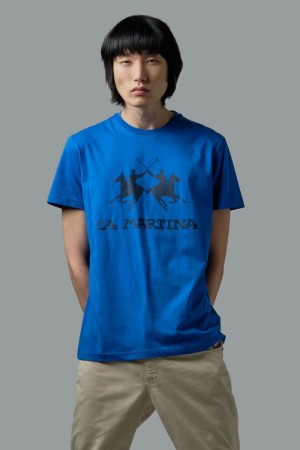 La Martina Regular-fit Cotton Men T Shirts Blue | PEA-2373