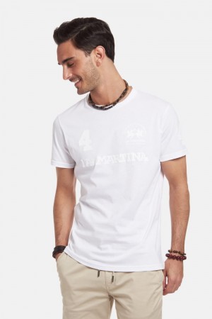 La Martina Regular-fit Cotton Men T Shirts White | GIX-5100