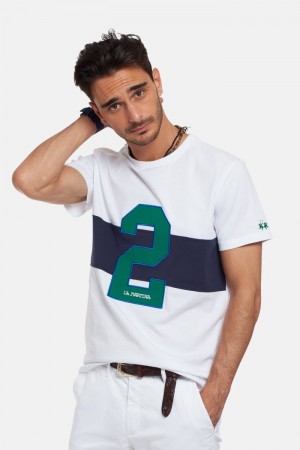 La Martina Regular-fit Cotton Men T Shirts White | NQC-9341