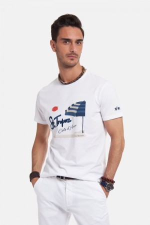 La Martina Regular-fit Cotton Men T Shirts White | ZQH-8013