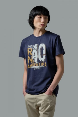La Martina Regular-fit Cotton Men T Shirts Navy | UTA-5633