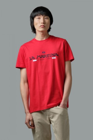 La Martina Regular-fit Cotton Men T Shirts Red | XRO-9627