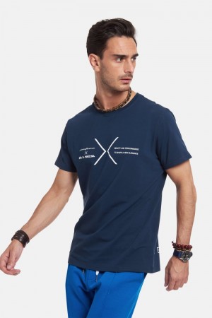 La Martina Regular-fit Cotton Men T Shirts Navy | BNB-7592