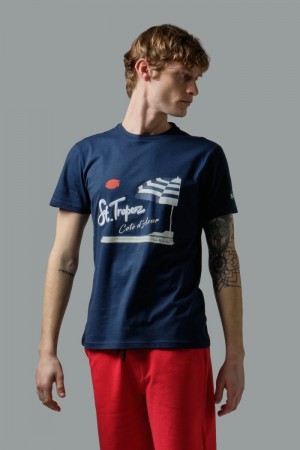 La Martina Regular-fit Cotton Men T Shirts Navy | JME-9362