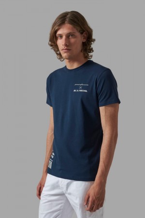La Martina Regular-fit Cotton Men T Shirts Navy | BQF-0254