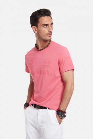 La Martina Regular-fit Cotton Men T Shirts Coral | USS-3554
