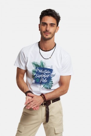 La Martina Regular-fit Cotton Men T Shirts White | BSI-9834