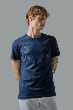 La Martina Regular-fit Cotton Men T Shirts Navy | WMA-7055