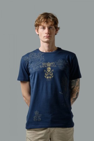 La Martina Regular-fit Cotton Men T Shirts Navy | IZD-0783