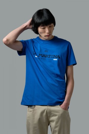 La Martina Regular-fit Cotton Men T Shirts Blue | YVE-7630