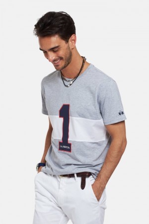 La Martina Regular-fit Cotton Men T Shirts Light Grey | XQW-9460