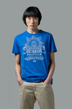 La Martina Regular-fit Cotton Men T Shirts Blue | WET-4166