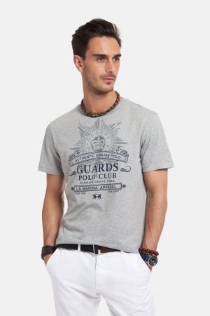 La Martina Regular-fit Cotton Men T Shirts Light Grey | DAS-4964