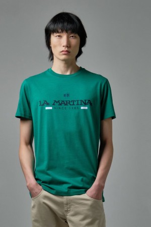 La Martina Regular-fit Cotton Men T Shirts Green | OFP-9471