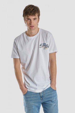 La Martina Regular-fit Cotton Men T Shirts White | NMR-9474