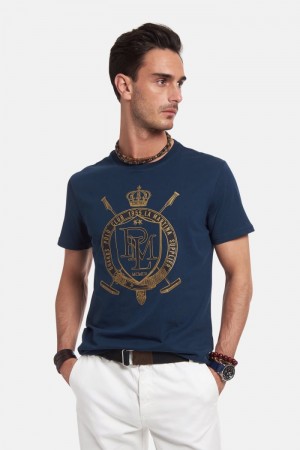 La Martina Regular-fit Cotton Men T Shirts Navy | UXY-3785