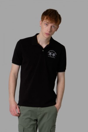 La Martina Regular-fit Men Polo Shirt Black | VWH-3309