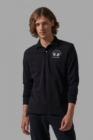 La Martina Regular-fit Men Polo Shirt Black | UQP-1479
