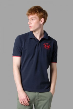 La Martina Regular-fit Men Polo Shirt Navy | NBM-8832