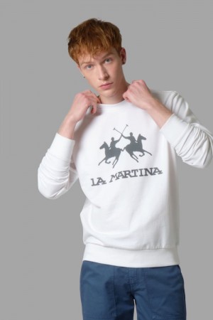 La Martina Regular-fit Men Sweater White | UUS-9241