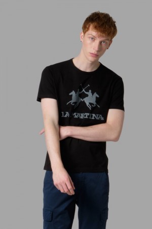 La Martina Regular-fit Men T Shirts Black | NQW-6444