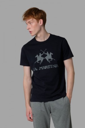 La Martina Regular-fit Men T Shirts Navy | XWY-4020