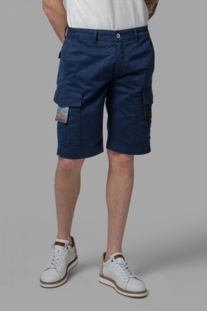 La Martina Regular-fit Stretch Cotton Men Bermuda Shorts Navy | DKL-9385