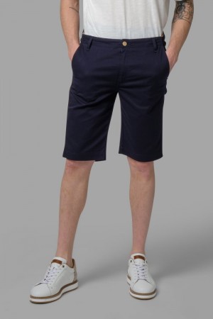 La Martina Regular-fit Stretch Cotton Men Bermuda Shorts Navy | AAD-2156