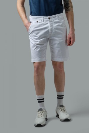 La Martina Regular-fit Stretch Cotton Men Bermuda Shorts White | HZI-1170