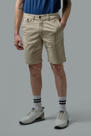 La Martina Regular-fit Stretch Cotton Men Bermuda Shorts Beige | EDS-1947